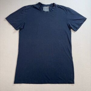 Jungmaven Hemp-Cotton T-Shirt Men's S Navy Organic Crew Neck Made in USA *HOLE*